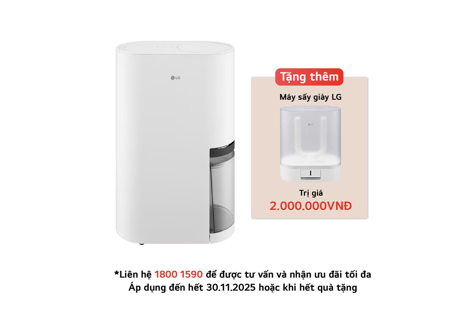 Máy hút ẩm lọc khí LG DD20GMWE1 | 34 lít 1 Máy hút ẩm lọc khí LG DD20GMWE1 | 34 lít