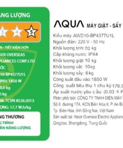 Máy giặt sấy Aqua AWD10-BP4377U1L(GN) | 10kg cửa ngang inverter 6 Máy giặt sấy Aqua AWD10-BP4377U1L(GN) - hình số 6