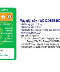 Máy giặt sấy Samsung WD12DB7B85GBSV | 12kg cửa ngang inverter 7 -