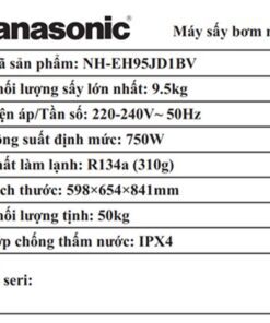 Máy sấy Panasonic NH-EH95JD1BV | 9.5kg bơm nhiệt inverter 6 Máy sấy Panasonic NH-EH95JD1BV - hình số 6
