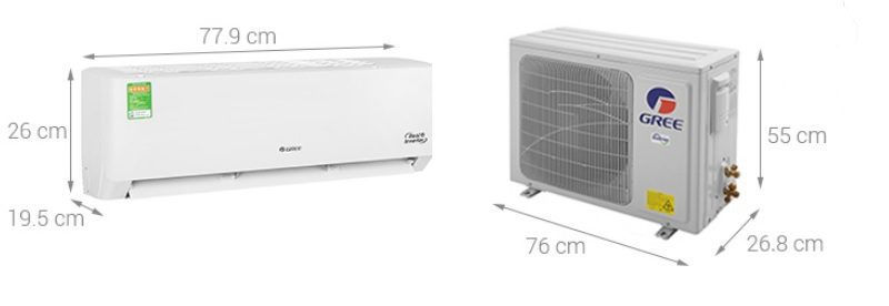 Kích thước điều hòa Gree 12000BTU GWC12PB-K3D0P4