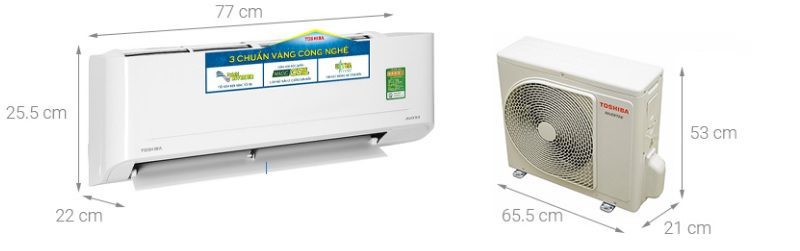 Kích thước điều hòa Toshiba 12000BTU RAS-H13C4KCVG-V