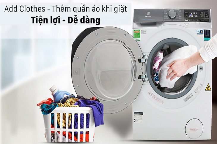 Chức năng Add Clothes trên máy giặt sấy Electrolux Inverter 8 kg EWW8023AEWA