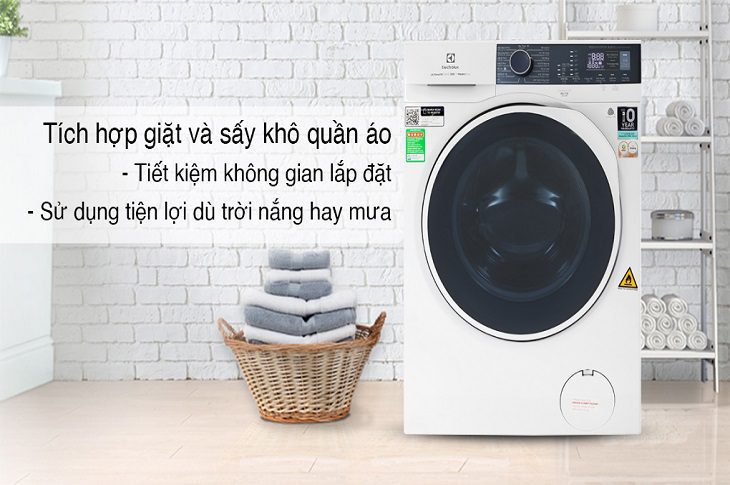 Máy giặt sấy Electrolux Inverter 9 kg EWW9024P5WB giúp tiết kiệm chi phí và không gian