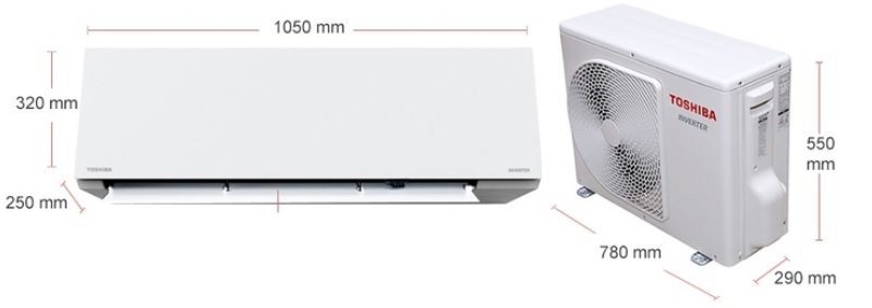 Kích thước điều hòa Toshiba 24000BTU RAS-H24E2KCVG-V