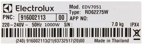 Xem công suất tiêu thụ điện model EDV7051