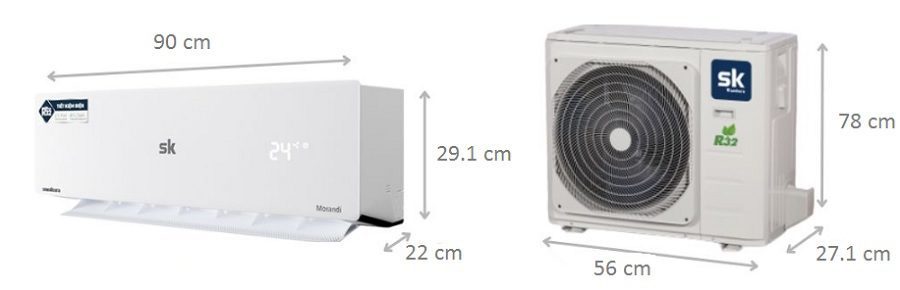 Kích thước điều hòa Sumikura 18000BTU APS/APO-H180DC