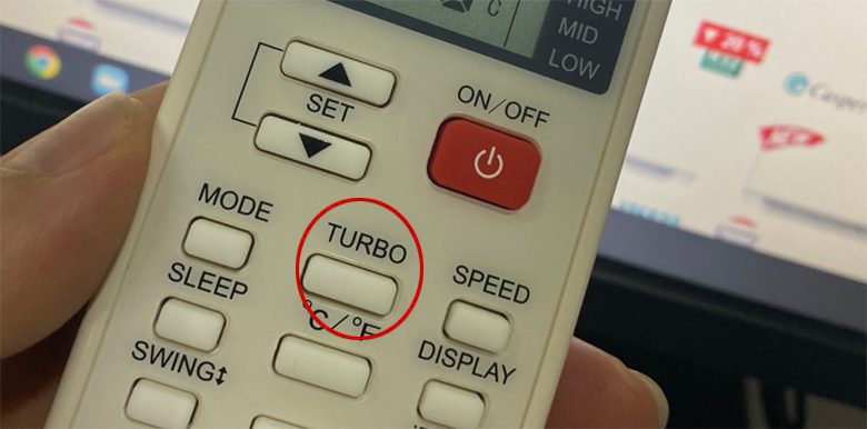 Chế độ mát nhất của điều hoà Casper: COOL kết hợp TURBO Tiếp tục ấn nút TUBOR để thực hiện chế độ làm mát nhanh
