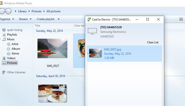 chuyển hình từ laptop lên tivi qua DLNA