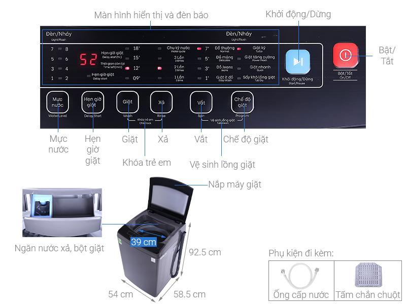casper-85-kg-wt-85n68bga-n Đánh giá tổng quan Máy giặt Casper WT-85N68BGA