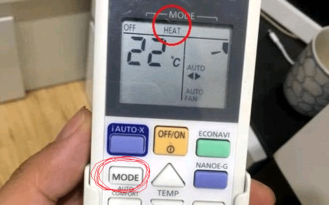 Chinh nhiệt độ nóng trên máy lạnh mitshubishi electric Bật chế độ sưởi ấm trên máy lạnh