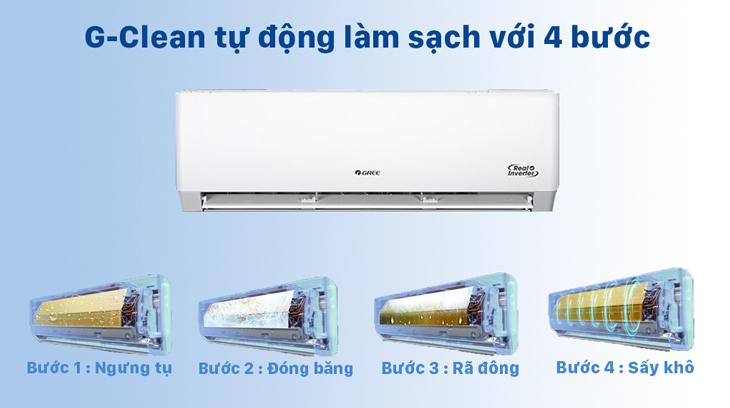 Điều hòa 2 chiều Gree Inverter 1 HP GWH09PA-K6D1P4 được trang bị chế độ tự làm sạch G-Clean giúp ngăn ngừa mùi hôi, vi khuẩn