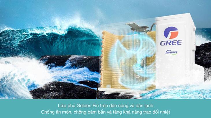 Máy lạnh Gree Inverter 1.5 HP GWC12PB-K3D0P4 được trang bị công nghệ chống ăn mòn muối biển, nâng cao tuổi thọ máy