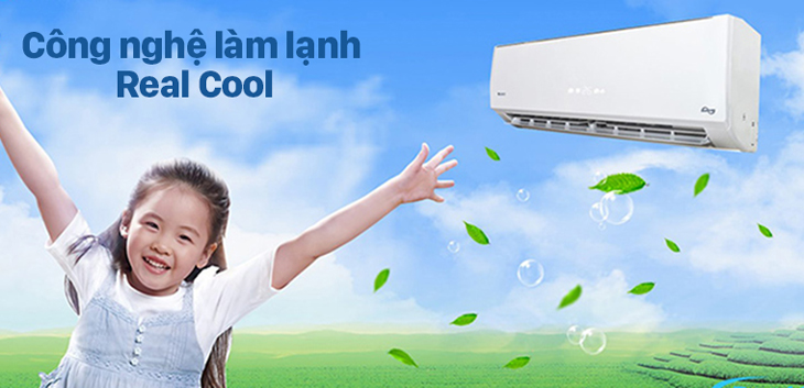Công nghệ làm lạnh Real Cool trên máy lạnh Gree Inverter 1 HP GWC09PB-K3D0P4 đem đến hơi mát lan tỏa khắp phòng