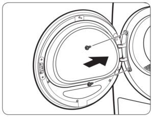 Siết chặt 2 ốc vít để cố định cửa vào máy sấy