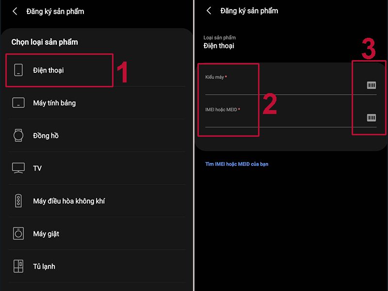 đăng ký kích hoạt bảo hành Samsung