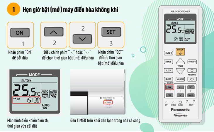 Chế độ hẹn giờ- Timer điều hòa panasonic