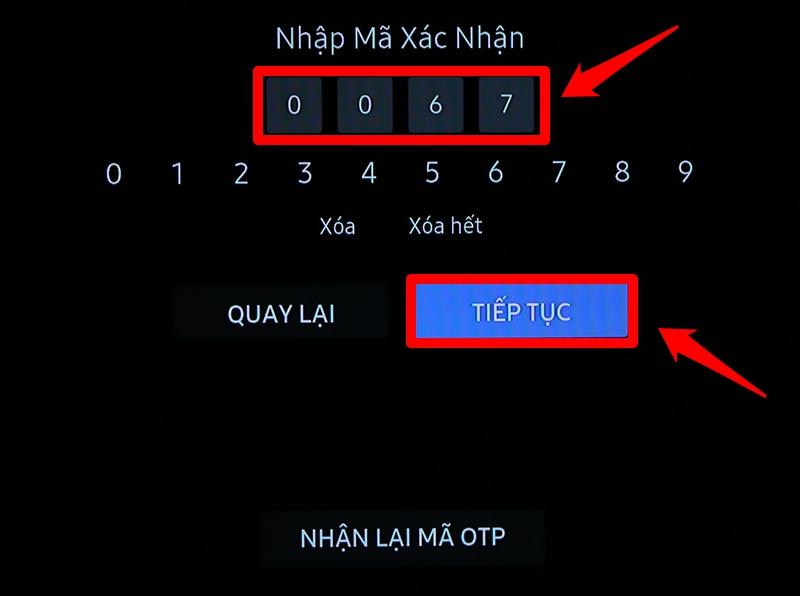 Nhập mã xác nhận