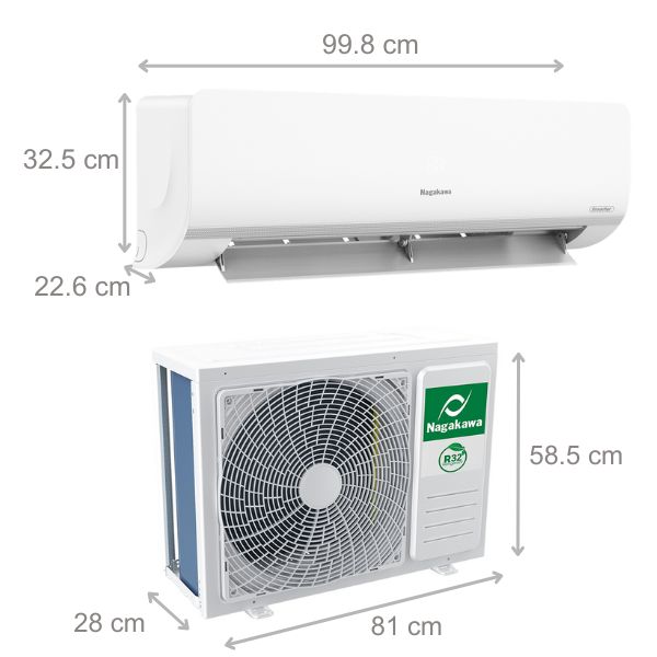 Kích thước điều hòa Nagakawa 24000BTU NIS-A24R2H11