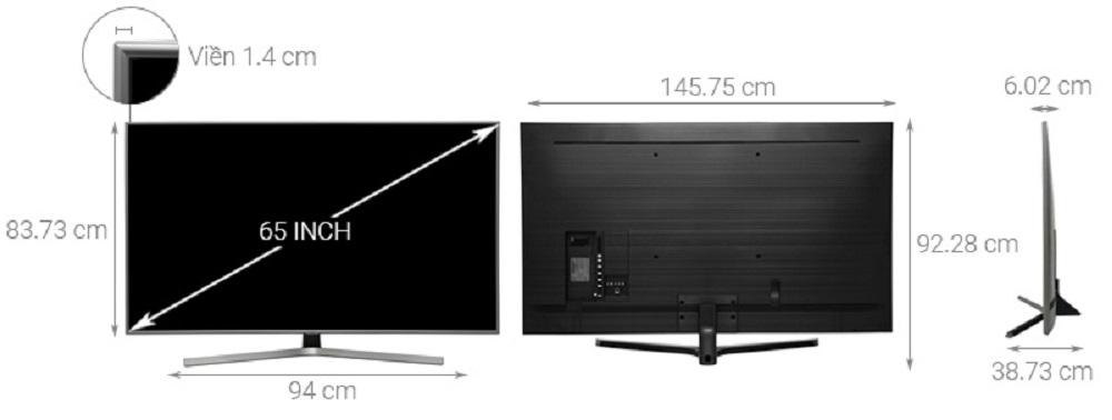 kich-thuoc-tivi-65-inch Tivi 65 inch kích thước bao nhiêu cm?