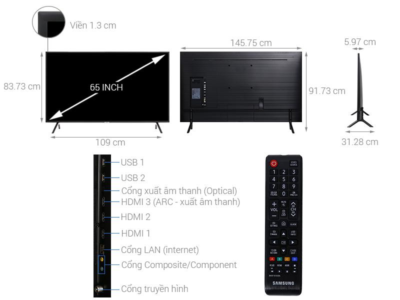 kich-thuoc-tivi-samsung-ua65ru7100 Tivi 65 inch kích thước bao nhiêu cm?