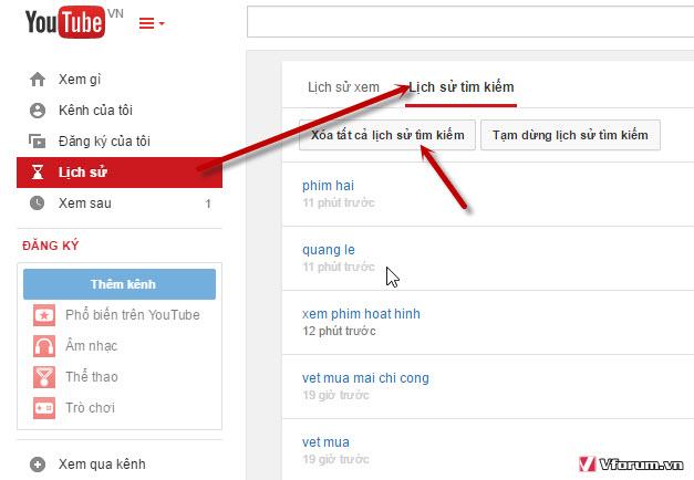 Lịch sử xem youtube