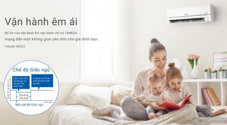 Điều hòa Mitsubishi electric vận hành êm ái với độ ồn thấp 18dB
