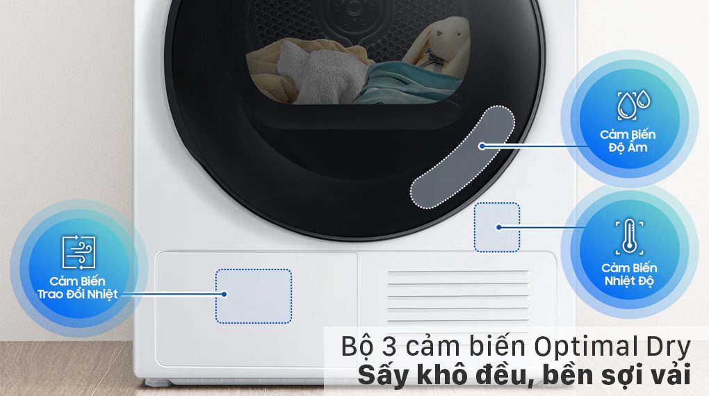 Máy sấy bơm nhiệt Samsung 9kg DV90T7240BH/SV - Optimal Dry