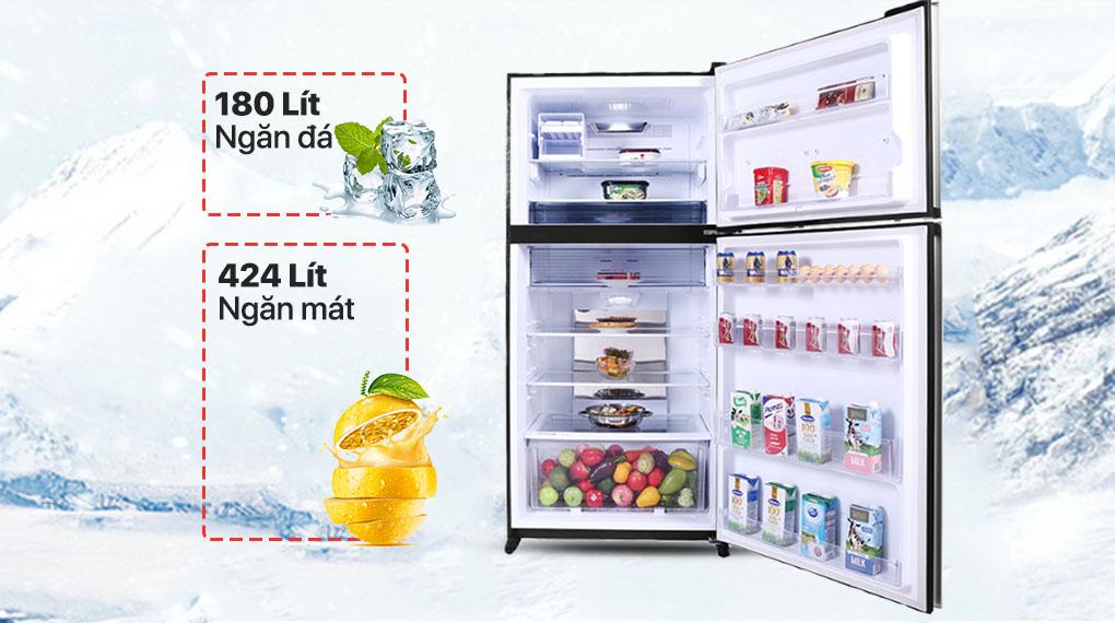 sharp-sj-xp660pg-sl-10-2 Tủ lạnh Sharp SJ-XP660PG-SL có thiết kế ngăn đá trên cùng với dung tích 604 lít, phù hợp với gia đình trên 5 thành viên