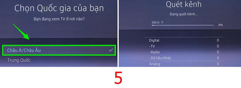 Cài đặt sau khi thực hiện cách reset tivi Samsung: Bước 5