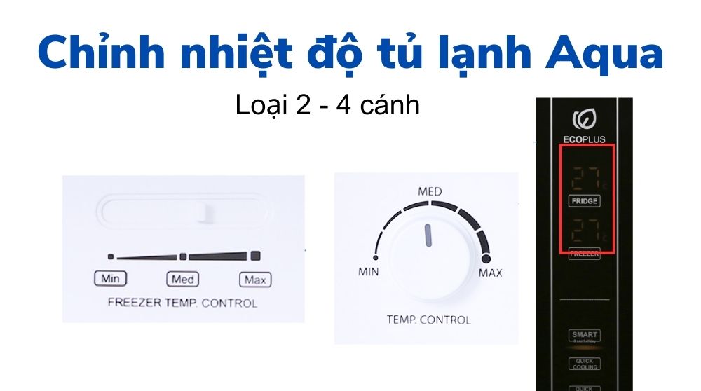Cách điều chỉnh nhiệt độ ngăn mát, đá tủ lạnh Aqua 2, 4 cánh 11 cach chinh nhiet do tu lanh aqua
