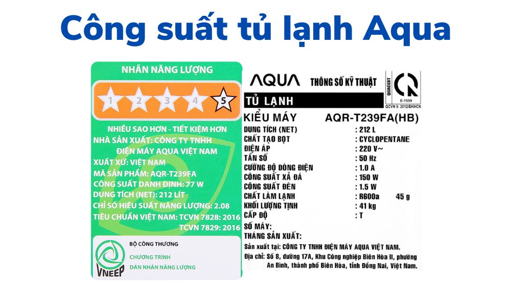 Công suất tủ lạnh Aqua đủ loại, có 90L | Tiết kiệm điện không? 14 cong suat tu lanh aqua