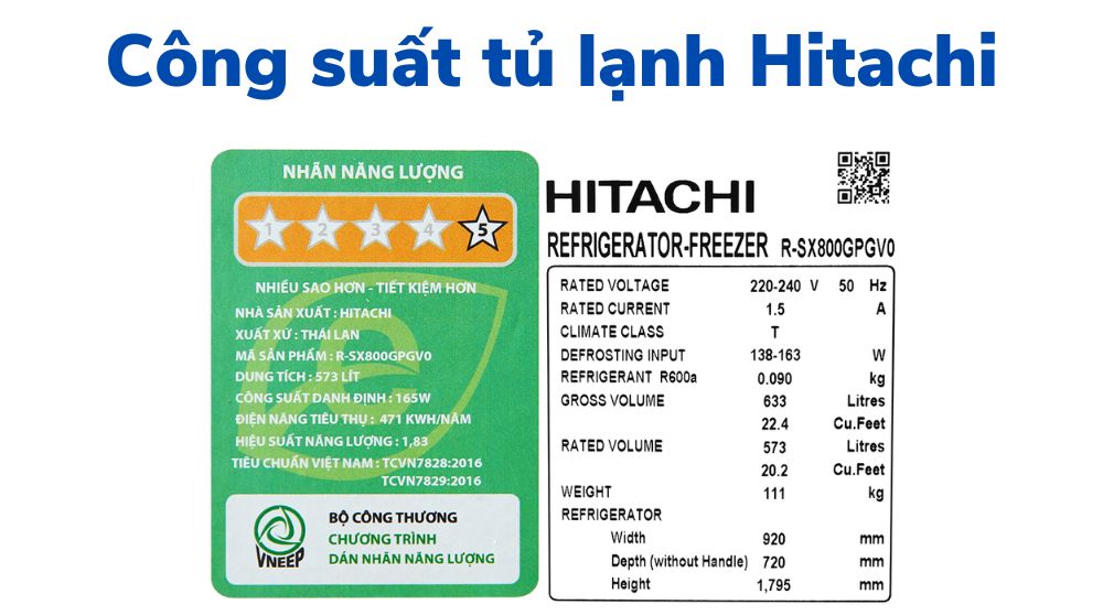 cong suat tu lanh hitachi